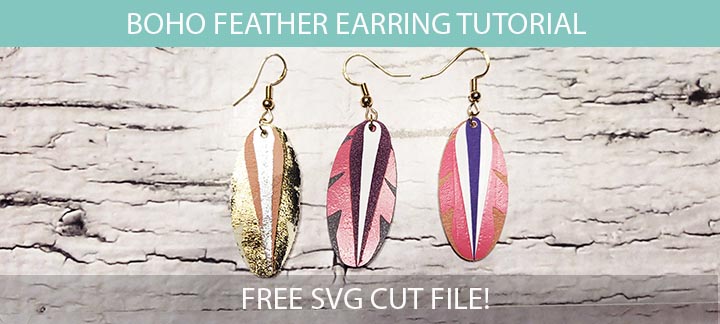 Boho feather earring SVG cut file