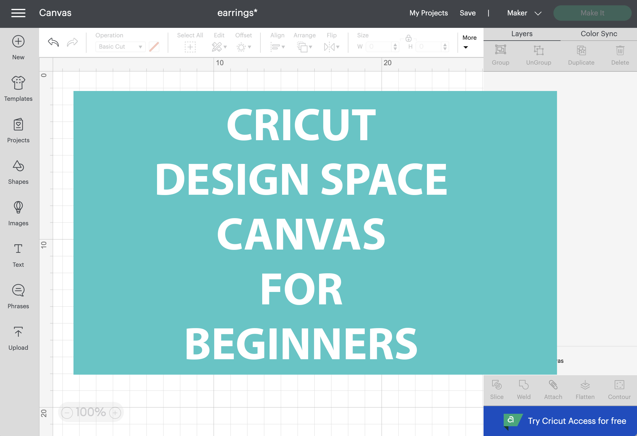 Cricut design space Canvas for beginners