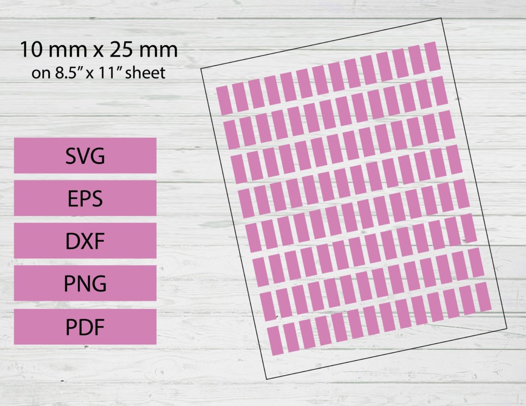 10 mm x 25mm rectangle cabochon cut file template - Craft with Catherine