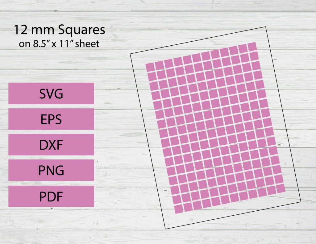 12 mm square cabochon cut file template - Craft with Catherine