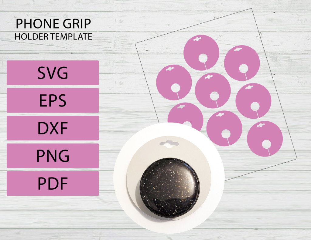 Phone grip Circle cut file template - Craft with Catherine