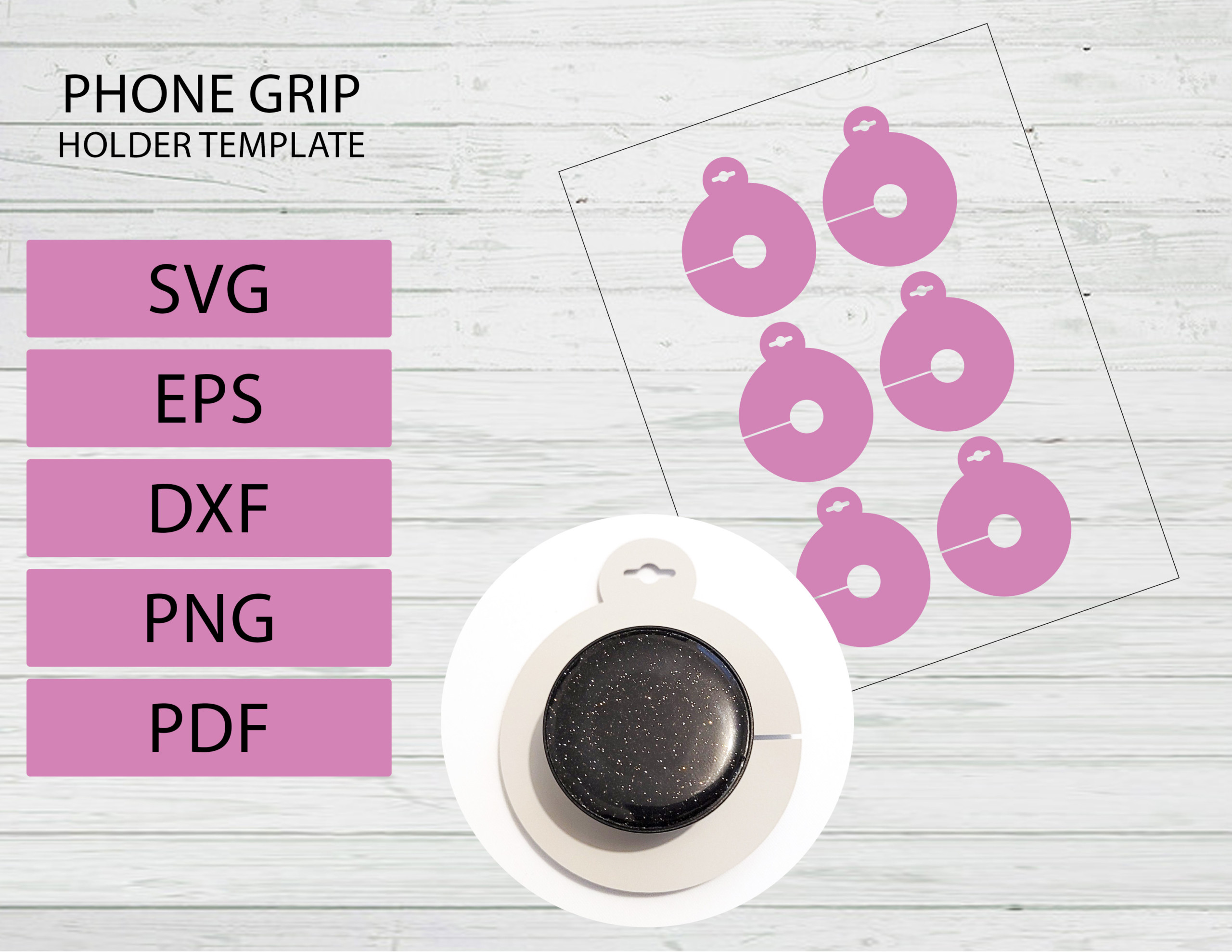 Phone grip ornament cut file template - Craft with Catherine