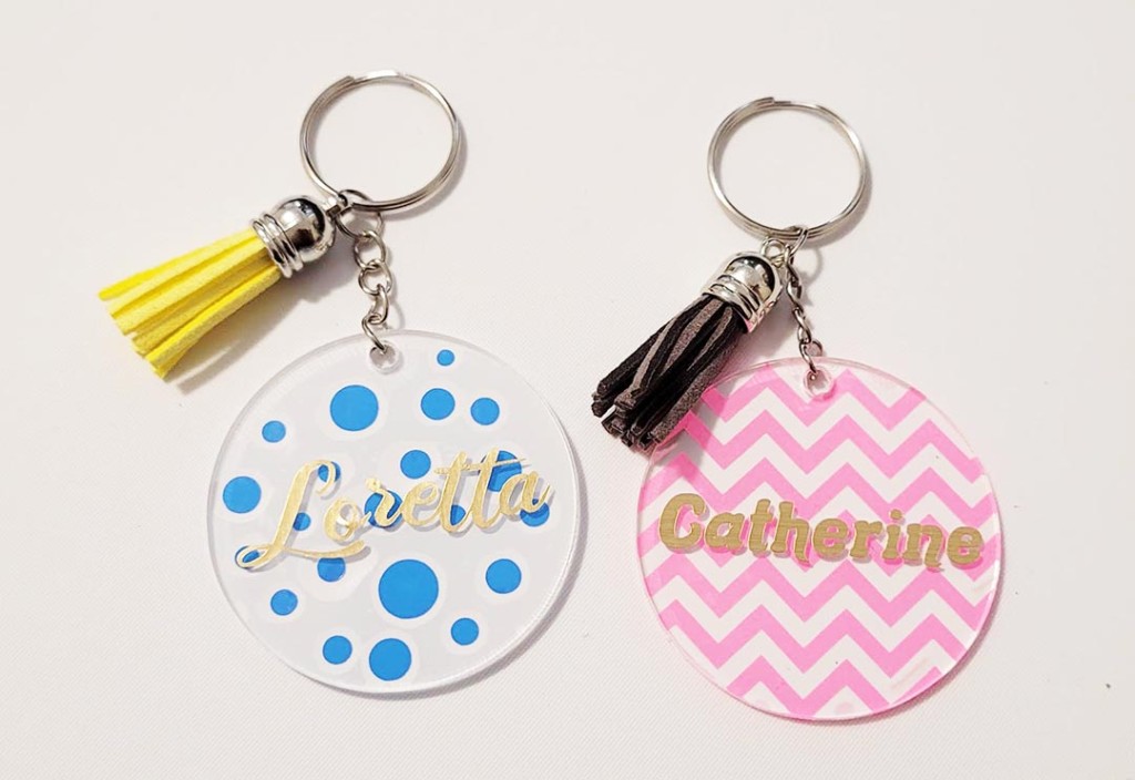 Made keychains using acrylic keychain blanks, and used a