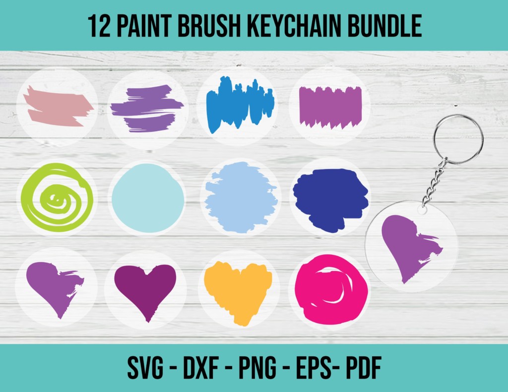 Paint brush keychain 12 cut file template svg dxf eps pdf png - Craft ...