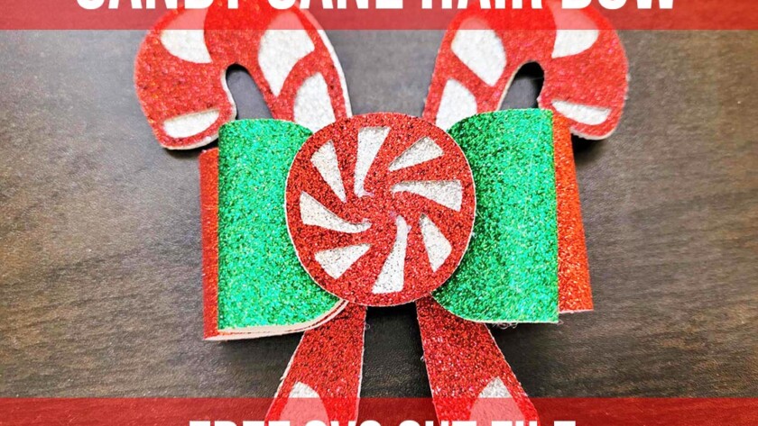 Candy cane hair bow free svg cut file