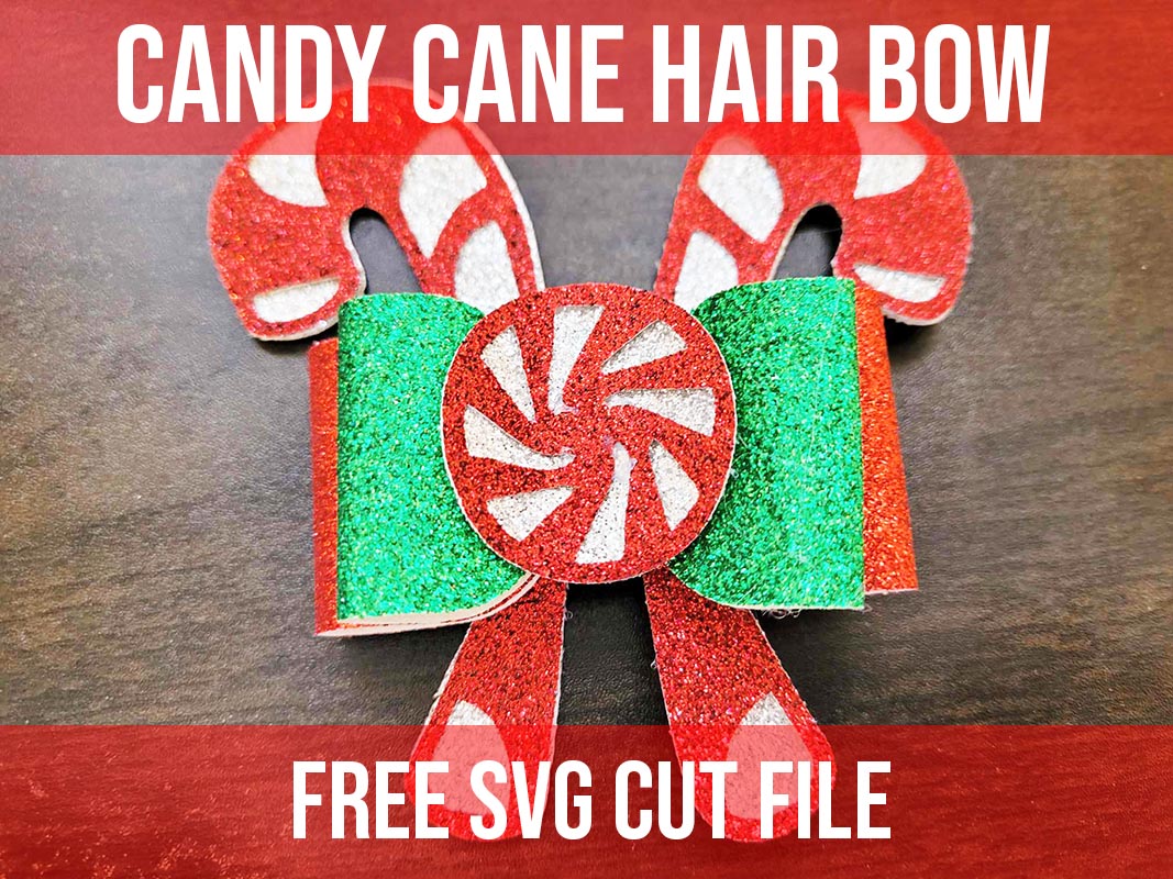 Candy cane hair bow free svg cut file