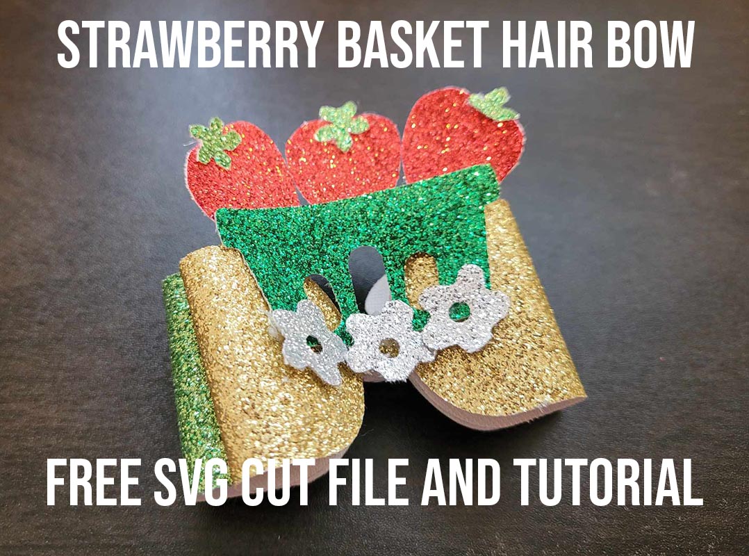 Strawberry basket hair bow free SVG